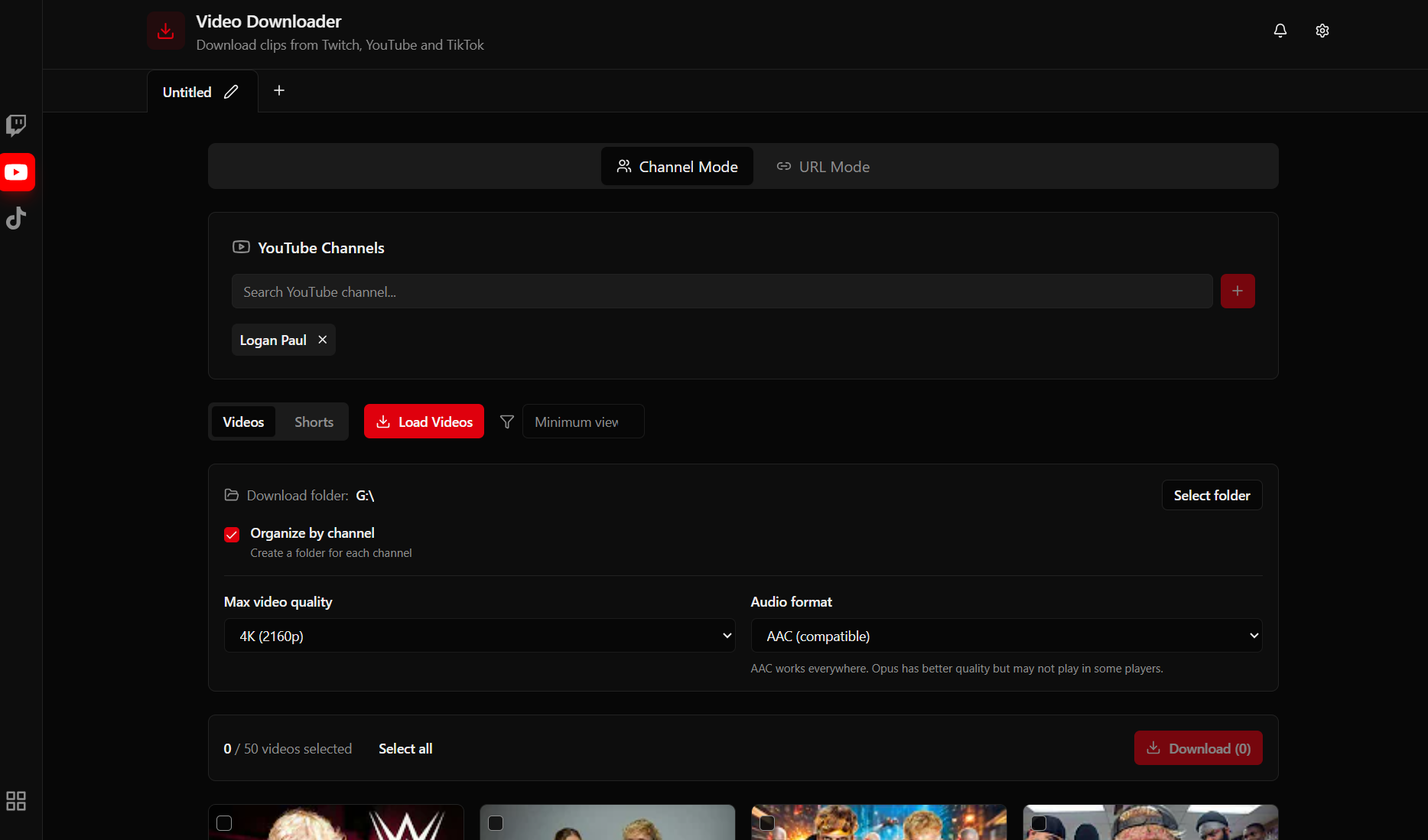 ClipsDownloader YouTube video downloader interface